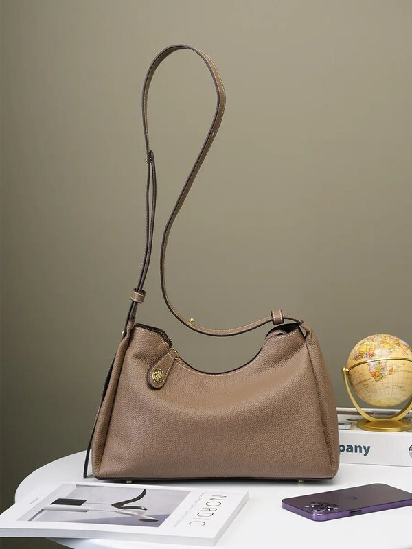 Minimalist Leather Women's Bag 2024 New Crossbody Shoulder Bag Women's Fashion Armpit Bag Atmospheric Women's Bag