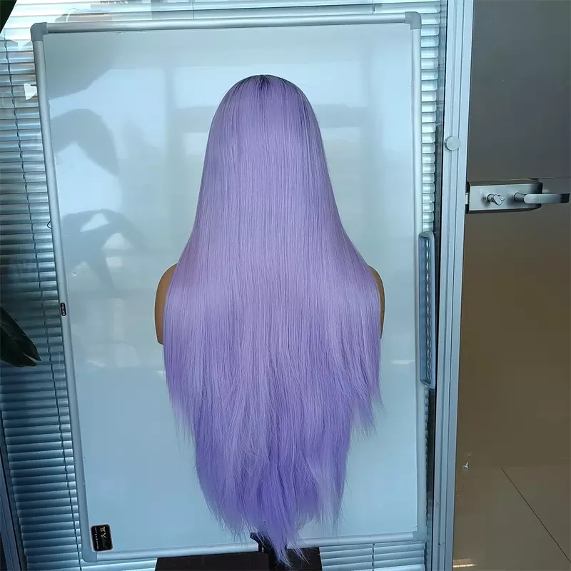Synthetic Wig Dark Roots Lace Front Wig Cosplay Hair Diniwigs Ombre Purple Synthetic Lace Front Wigs for Women Long Straight