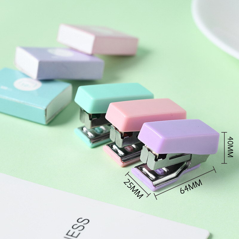 Mini Morandi Farbe Metall Hefter Set mit Heftklammern Binde werkzeuge Schreibwaren Büro Schüler Lieferungen