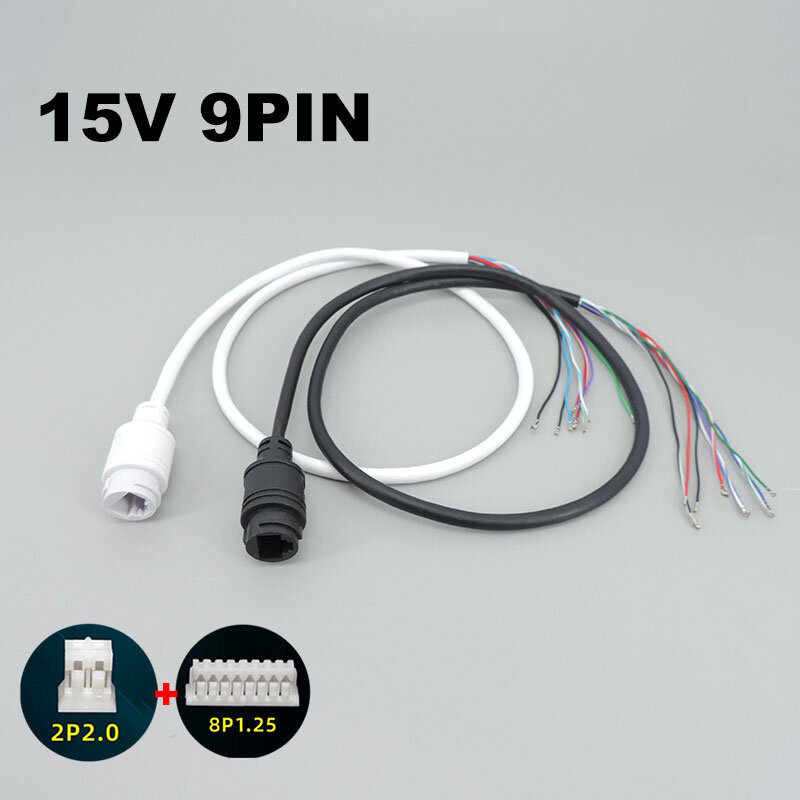 POE 네트워크 포트 DC 암 전원 와이어 커넥터 케이블, IP 카메라 모니터링 IP 케이블 e1, 15V 9 핀 RJ45
