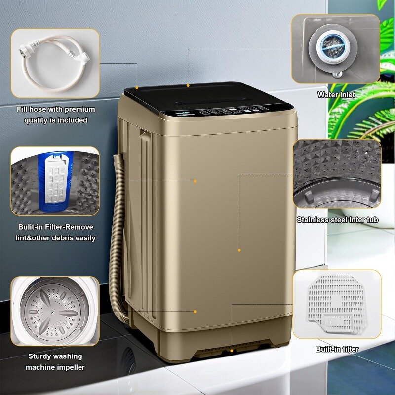 Qhou KRIB-XQB201A-GREY6 voll automatische Waschmaschine, Gold