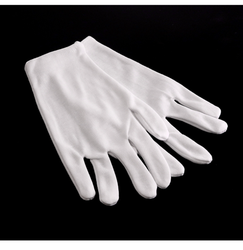 1 Pairs New Full Finger Men Women Etiquette White Cotton Gloves Waiters/Drivers/Jewelry/Workers Mittens Sweat Absorption Gloves
