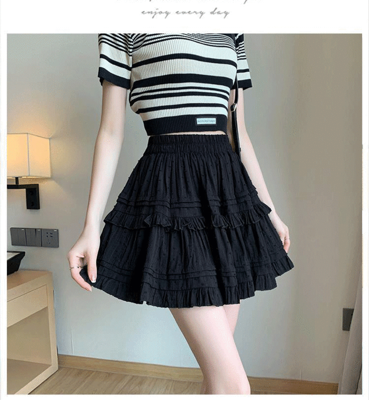 Women's Spring and Summer New Academy Style White Lace Cake Age Reducing High Waist Elegant Half Skirt