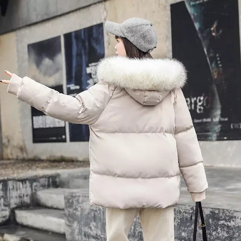 Women Winter Thickened Jackets Warm Down Parkas Cotton Padded Jacket Fashion Big Fur Collar Autumn Coats Female Hooded Overcoat