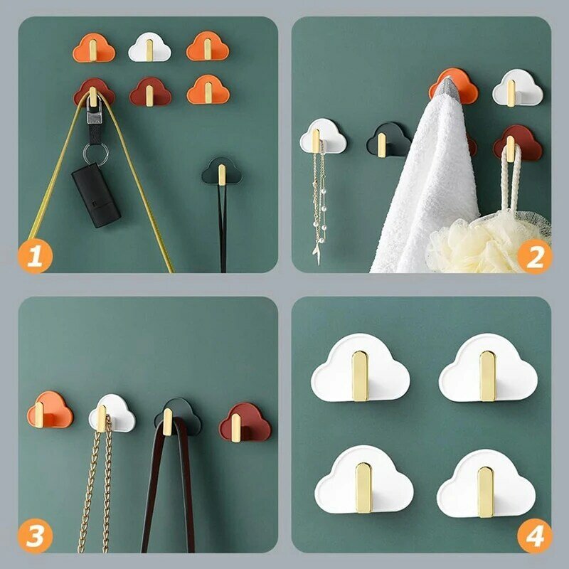 4 Pcs Hook Up Plastic Key Hooks Hat Hanger Punching-Free Hooks Bathroom Wall Hook Universal Tv Stand Purse Hangers