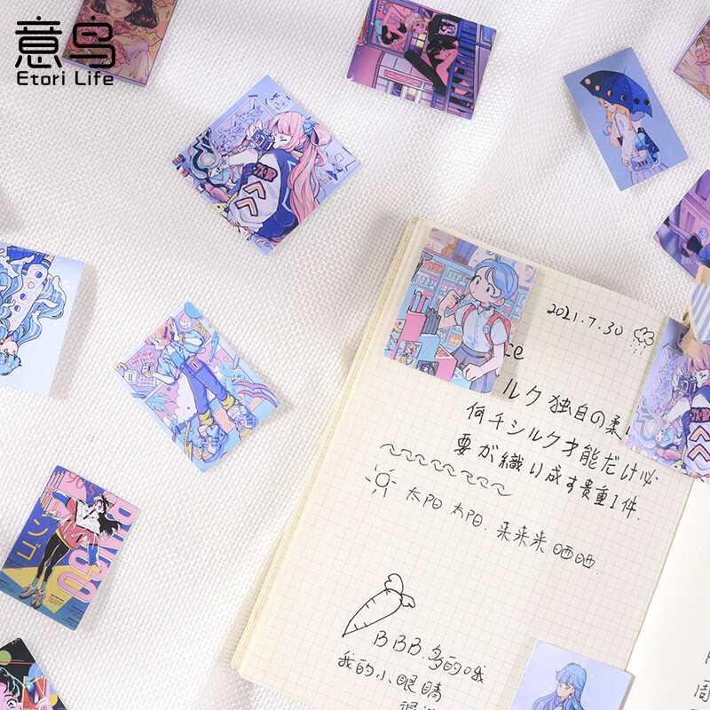 46 Pcs adesivi Kawaii Washi Scrapbooking adesivi per ragazza in stile giapponese decalcomanie per Album di riviste per bambini Album di artigianato per arti fai-da-te