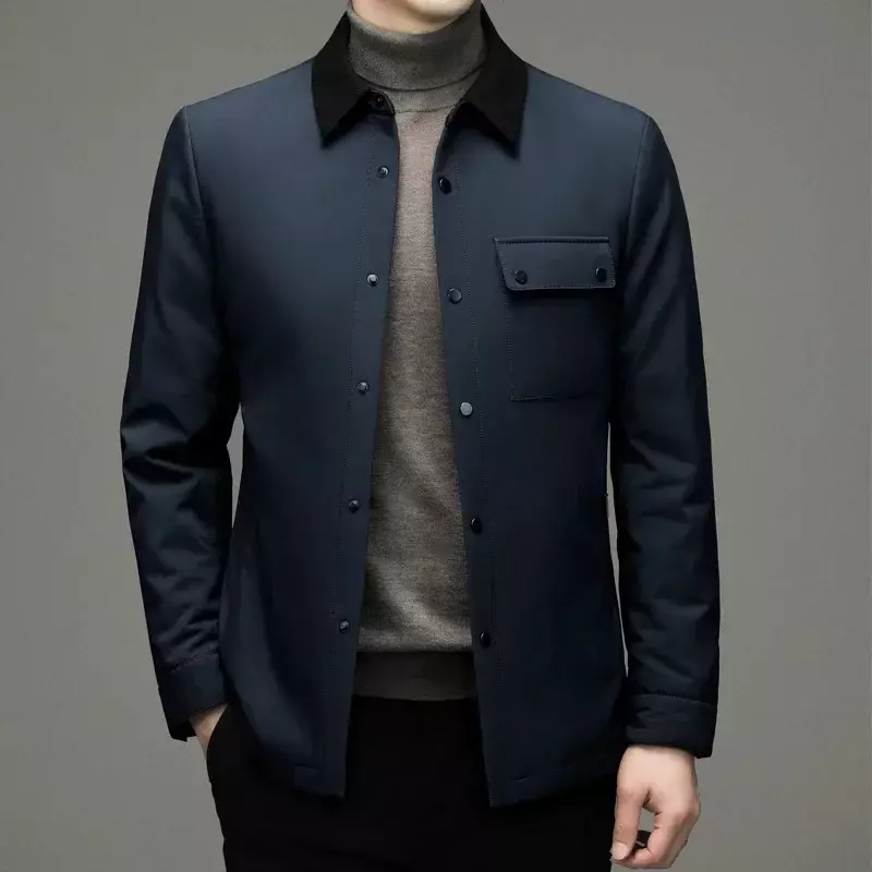 Casaco de algodão de meia idade e idoso masculino, jaqueta casual empresarial, casaco de lapela, novo, outono e inverno, 2023
