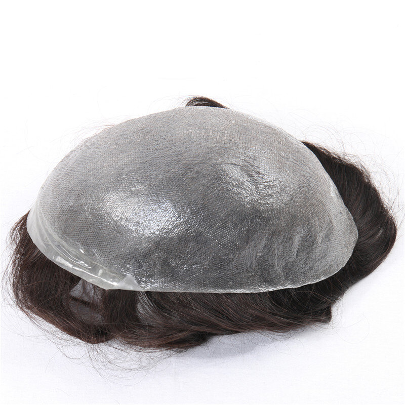 Parrucca invisibile per pelle ultrasottile da 0.03mm attaccatura dei capelli naturale maschile protesi capillare per capelli umani sistema di protesi parrucchino