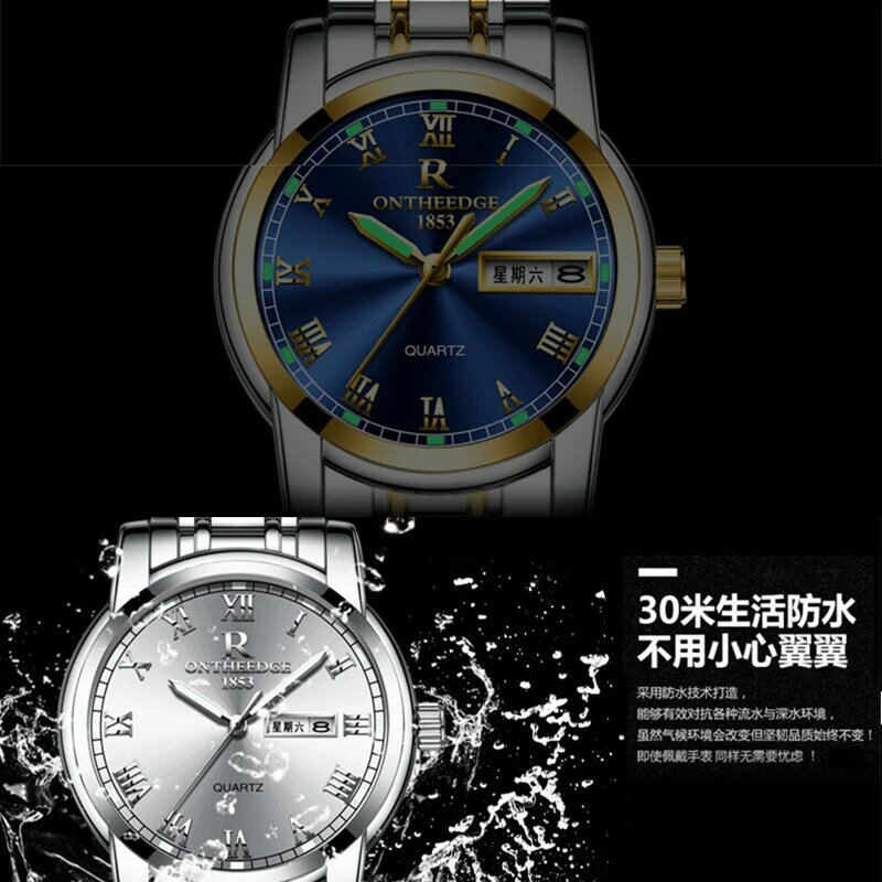 Luminous คู่นาฬิกาข้อมือ Luxury นาฬิกานาฬิกาข้อมือสำหรับผู้ชายผู้หญิงแฟชั่นสร้อยข้อมือควอตซ์สแตนเลสกันน้ำ Relogio Masculino