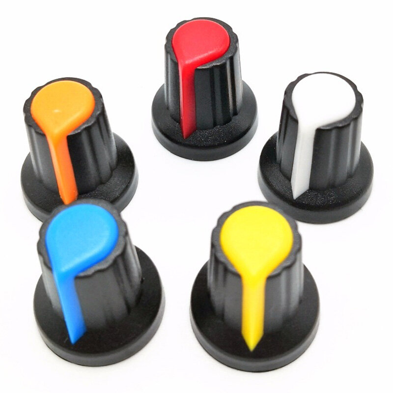 10 шт., колпачок-ручка WH148, 15 х17 мм, пластиковая ручка, тип AG2, потенциометр, мощность, цвет желтый, оранжевый, синий, зеленый, белый, красный