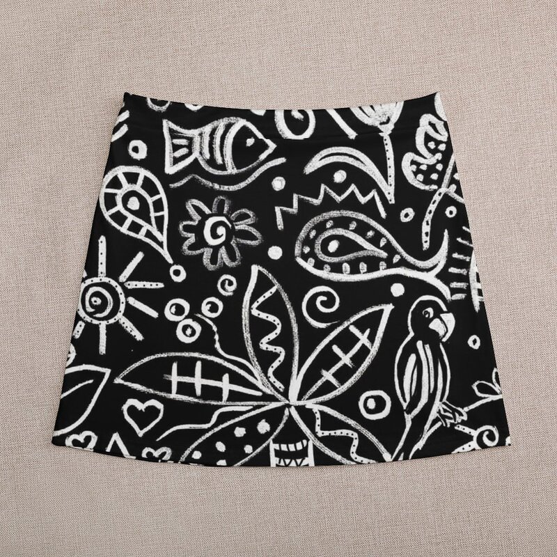 Mini jupe courte Animal Carnival by Night, noir et blanc