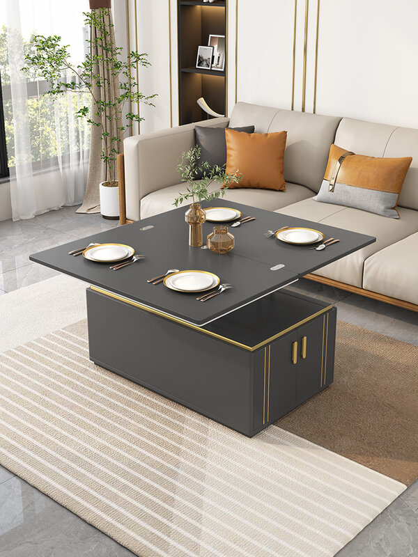 Study Table Dining Table Combination Small Apartment Simple Multi-Functional Mobile Smart Tea Cabinet