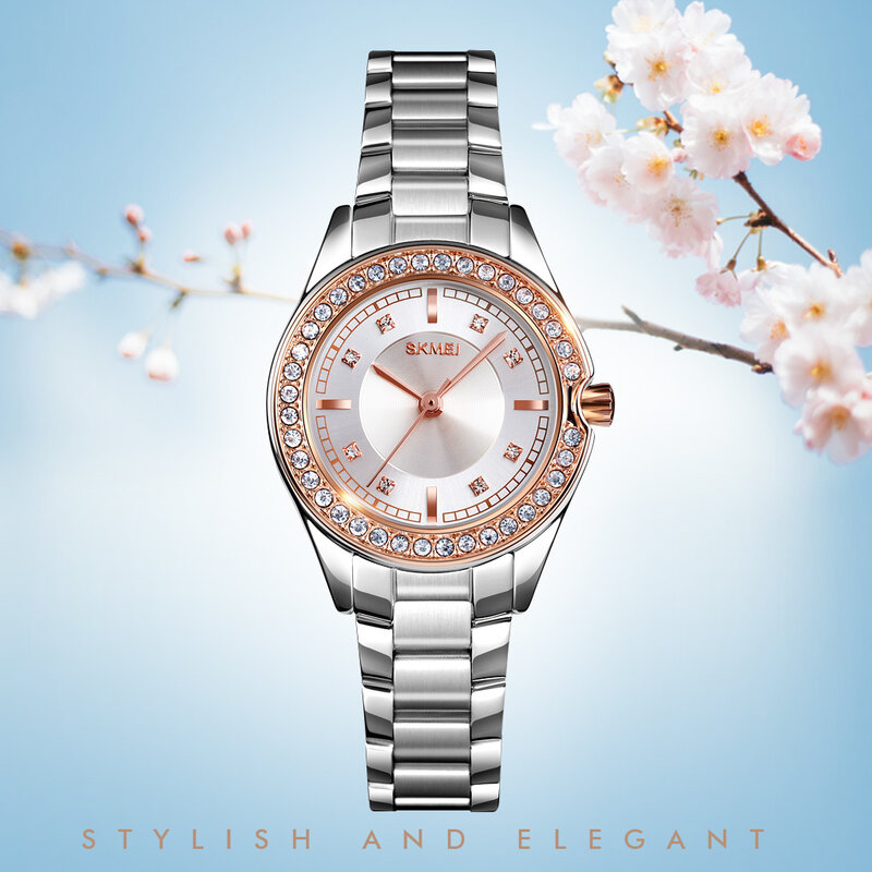 SKMEI 1534 혁신적인 다이아몬드 손목시계, 레이디 시계, 방수 스테인레스 스틸 스트랩, 패션 쿼츠 시계