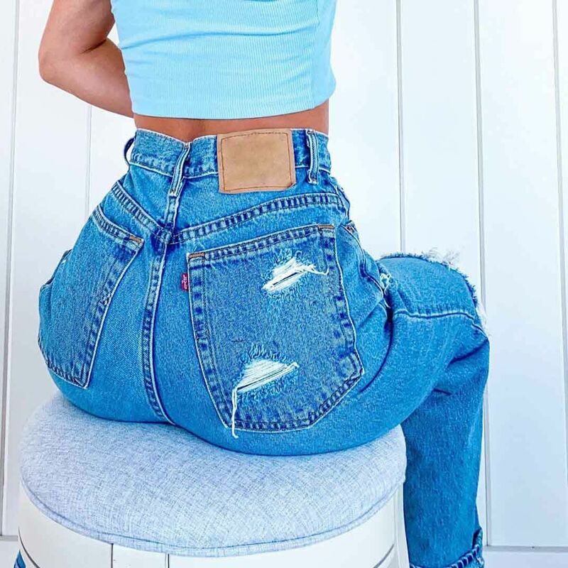 Jeans strappati estivi pantaloni invisibili con apertura sul cavallo da donna distrutti Retro Y2g Streetwear pantaloni larghi in Denim a gamba larga sesso all'aperto