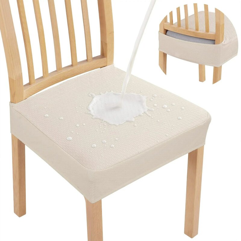 Waterproof Chair Cover Set for Dining Room Stretch Jacquard Chair Seat Slipcovers Protector Easy To Install Prevent Dirt