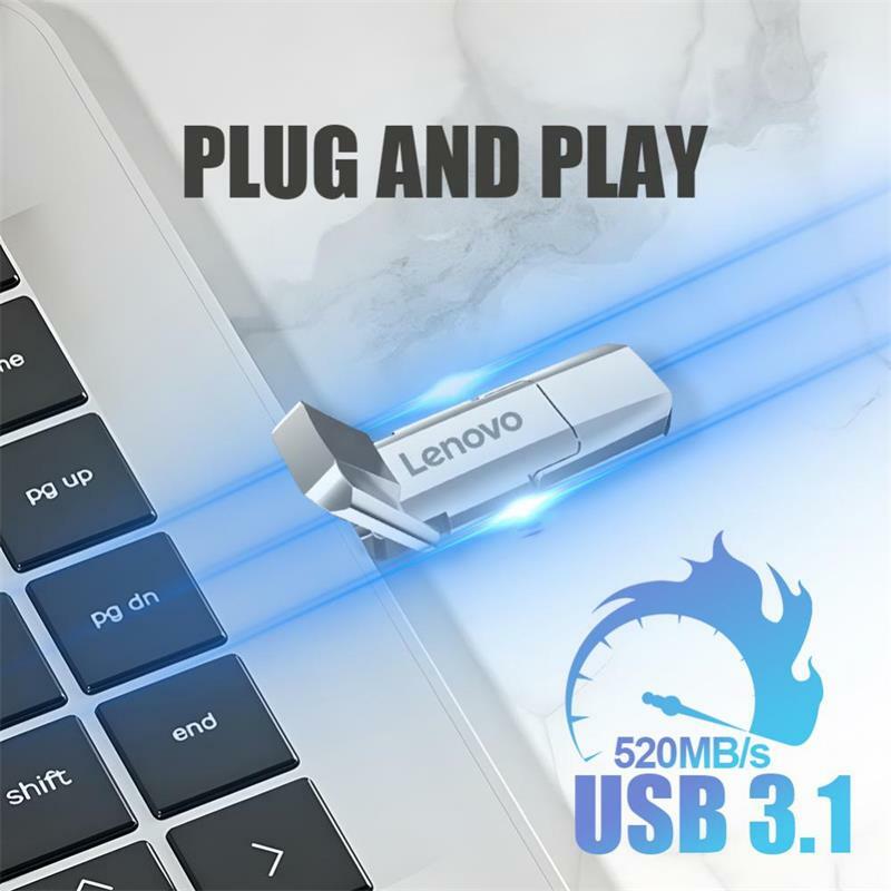 Lenovo Type-c 2 In 1 High Speed Pen Drive 128GB 256GB 512GB 1TB 2TB USB 3.1 Flash Drive Mobile Storage Waterproof USB Stick