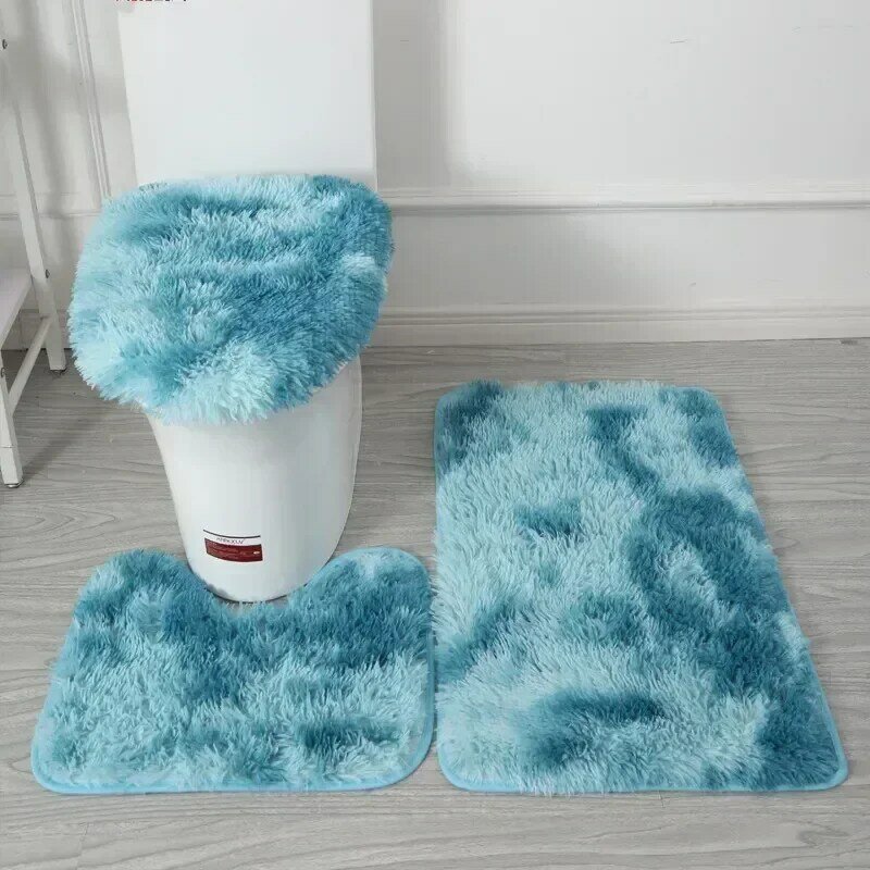 Tie-dye Non-slip Toilet Set Colorful Cover U-shape WC Lid Bath 3pcs/set Rectangle And Rugs Bathroom Mat Carpets Kit