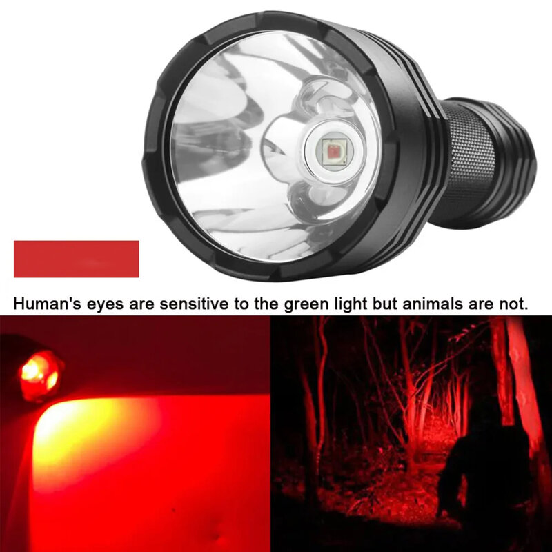 UltraFire C8 LED potente linterna de luz roja para exteriores linterna de mano de largo alcance con enfoque de 350 metros para caza nocturna foco de conejo