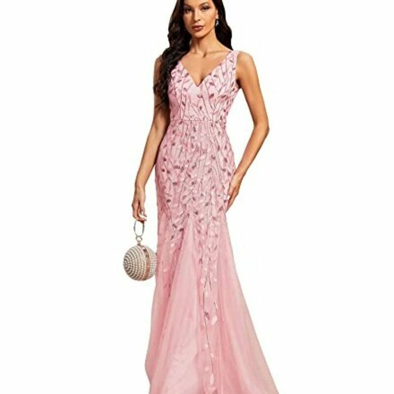 Damska podwójna sukienka z dekoltem w serek bez rękawów długa suknia wieczorowa elegancka stylowa wygodna