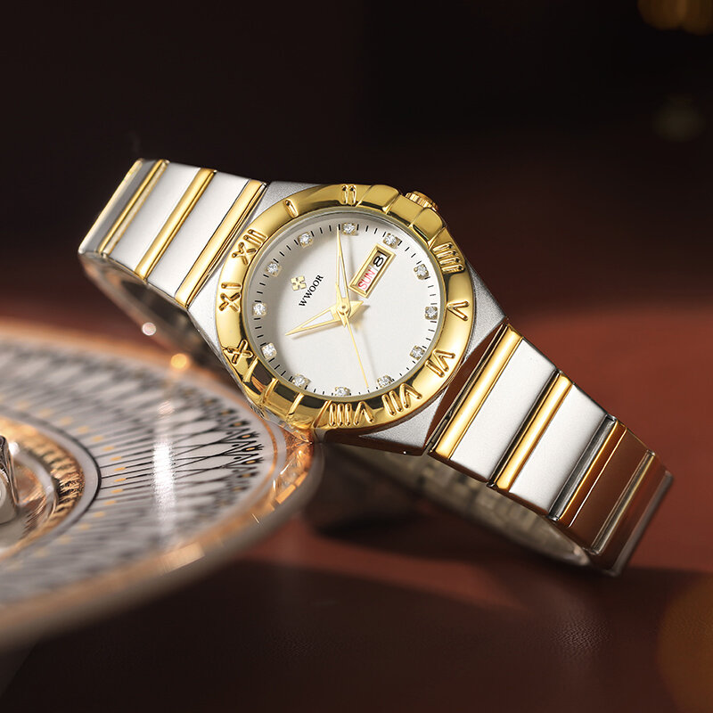 WWOOR-Reloj de pulsera con diamantes blancos para Mujer, nuevo accesorio de marca superior de lujo, sencillo, pequeño, femenino