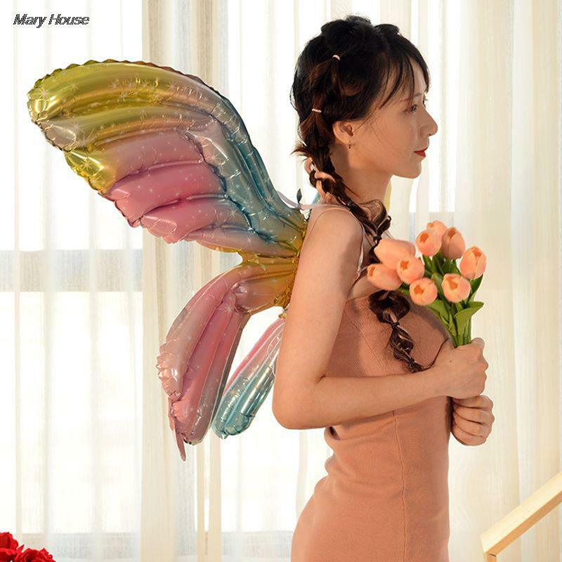 1 pz 3D farfalla Foil Balloon 122*89cm grande angelo ala palloncino farfalla fata palloncino per il compleanno della ragazza matrimonio