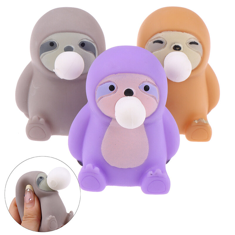 Fidget Toy Lovely Sloth Squeeze Animal Spit Bubble Toy Party Favor Pressure Release Vent Ball For Kid Adults Children