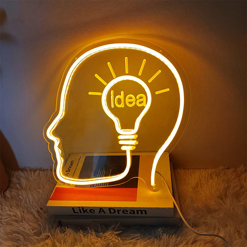 Cabeça criativa 3D esculpida placa luminosa luz, sinal de néon, pendurado decoração, acessórios do quarto, luz LED, boa ideia, USB, novo
