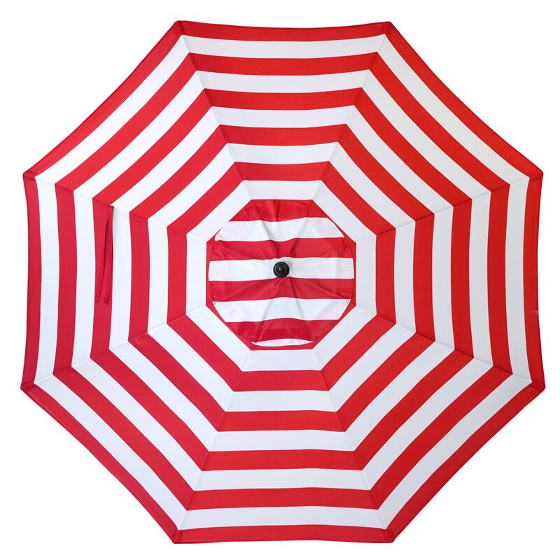 Sombrilla de Patio para exteriores, sombrilla de mesa con 8 varillas resistentes, color rojo y blanco, 9'