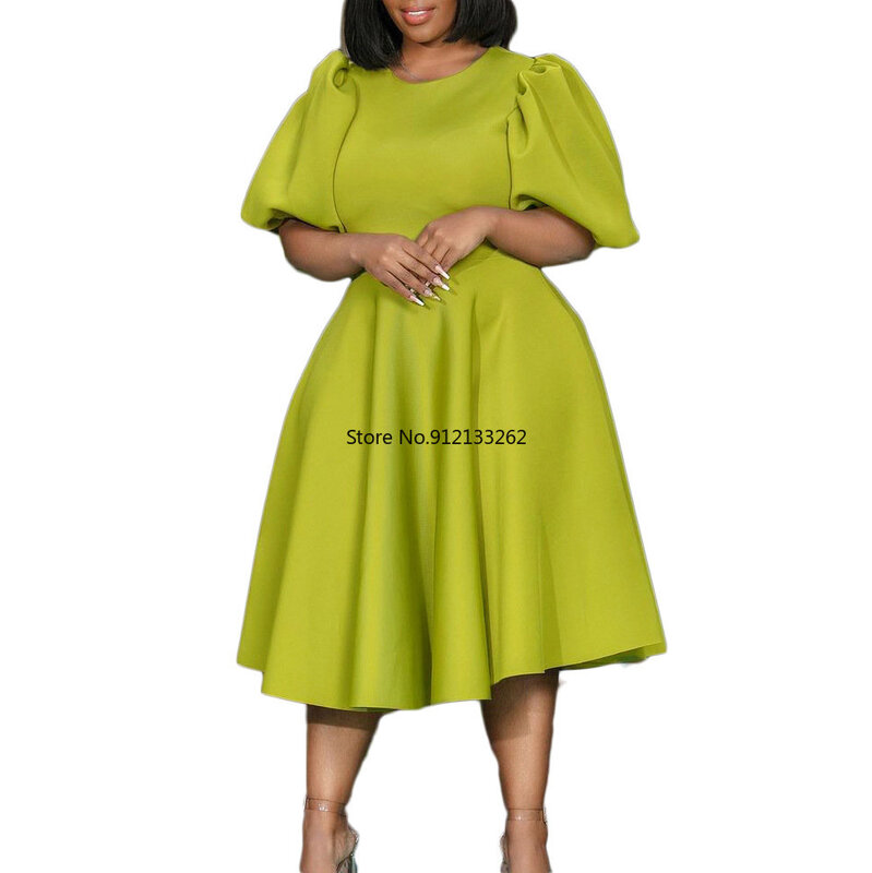 Women Elegant Dress O Neck A Line Pleated Female African Party Evening Classy Event Occasion Dance Ladies Wedding Guest Gown New