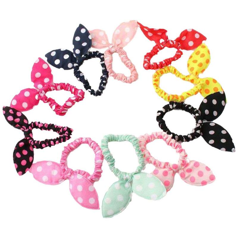 Rabbit Ear Rubber Hair Bands for Girls, Elastic Rope, Korean Baby Accessories, Children Headwear, Cute Ornaments, Hair Bands, M7N6, 1Pc