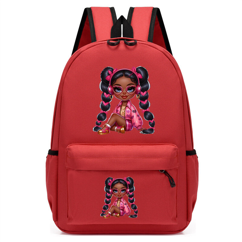 Children Bagpack Beautiful Afro Girl Backpack Kindergarten Schoolbag Kids Princess Bookbag Girl Travel Student School Backpack