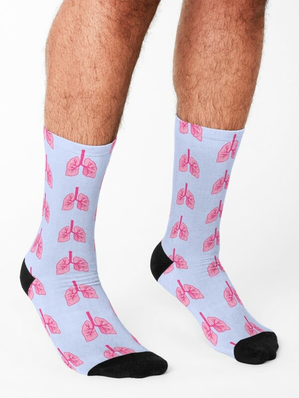 Minimalist ische pastell rosa Lunge Illustration Anatomie Socken HipHop Boden Socken Damen Herren