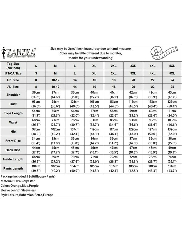 ZANZEA 여성용 OL 웍 팬츠 세트, 민소매 조끼 상의, 바지 정장, 캐주얼 매칭 세트, 오버사이즈 2024, 여름 패션, 2 개