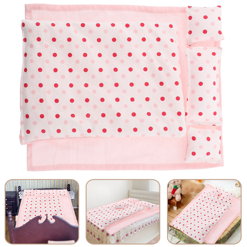 Minijuego de sábanas para el hogar, accesorios de cama, almohadas, suministros para el dormitorio, juguete en miniatura