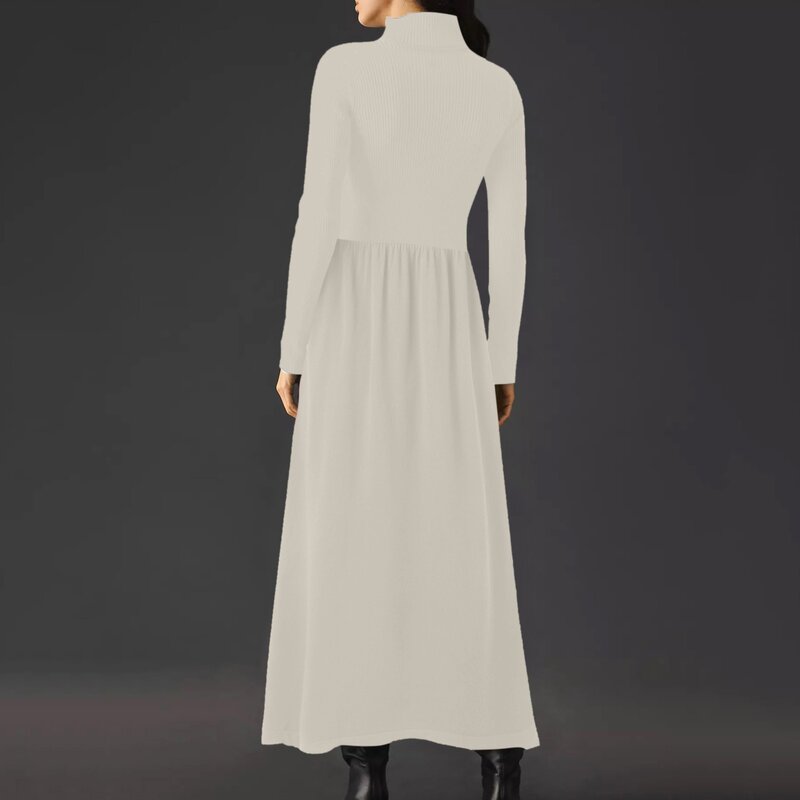 Robe pull trapèze vintage pour femme, robes d'hiver monochromes, vêtements de cheminée élégants, robe éducative, document solide, 2024