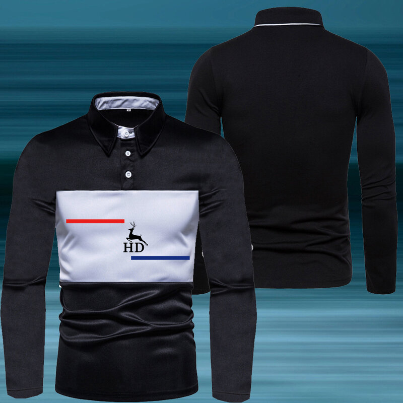 Hddhdhh Marken druck Hemden Männer neue Langarm Polo Frühling Herbst neue gestreifte schlanke T-Shirts koreanische männliche Kleidung Business Casual Top