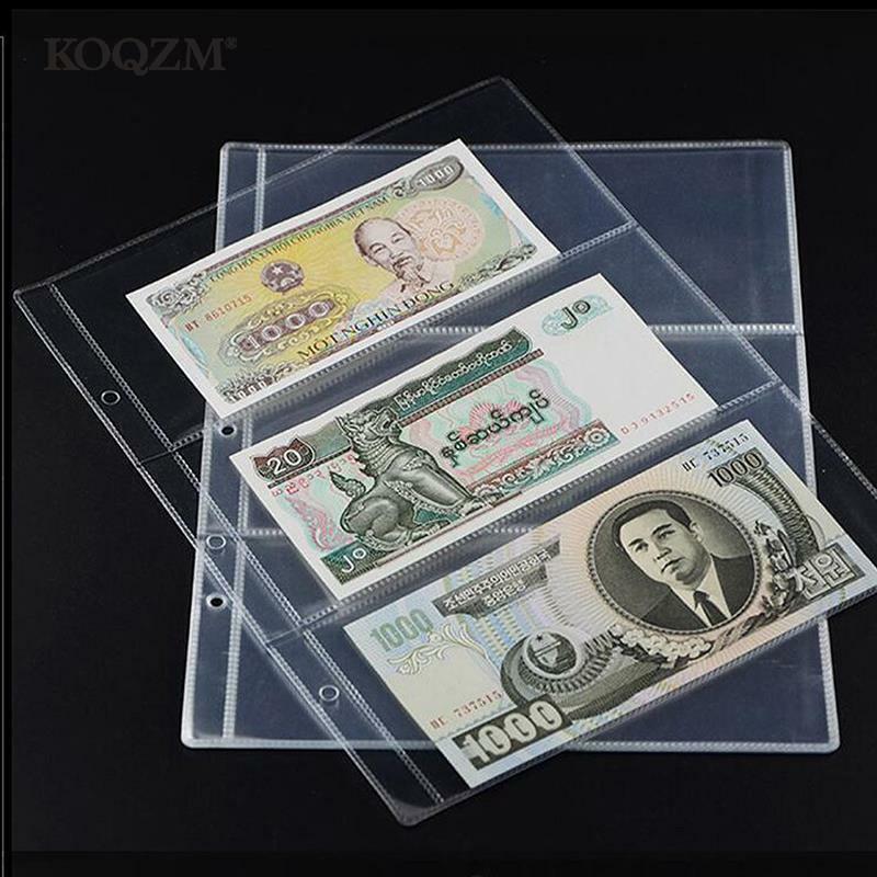 10 pz/1 pz 3-slot fogli sciolti soldi banconote Album pagina raccolta supporto maniche