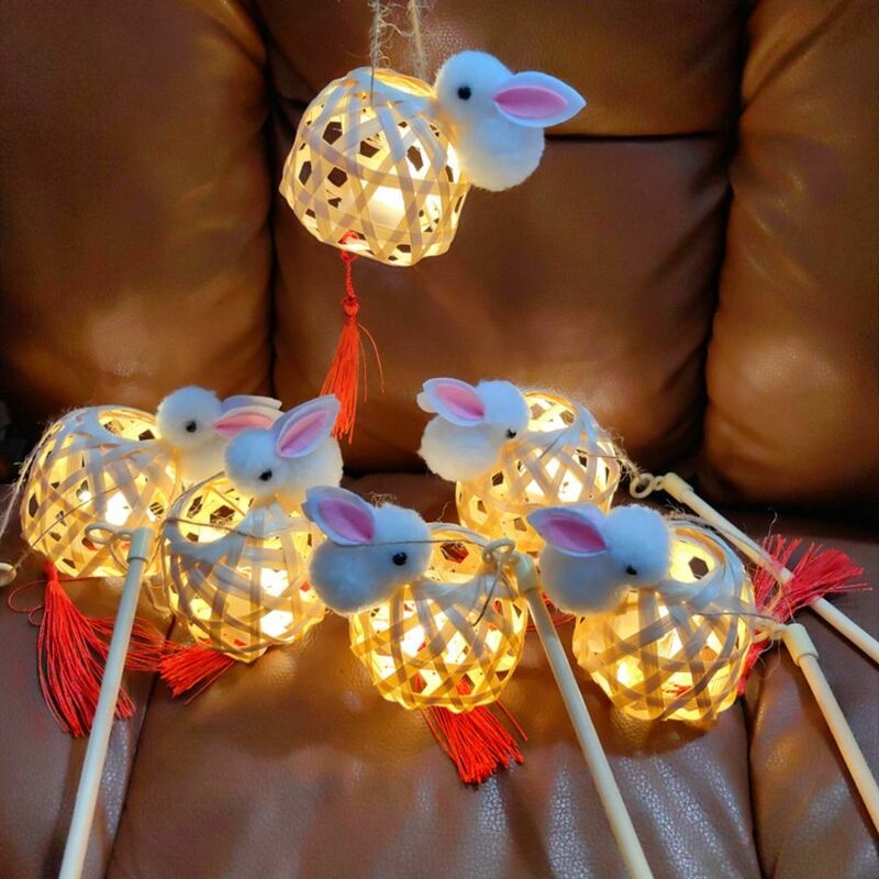 Linterna LED de bambú para fiesta, lámpara de estilo chino brillante, portátil, bendiciones, mediados de otoño