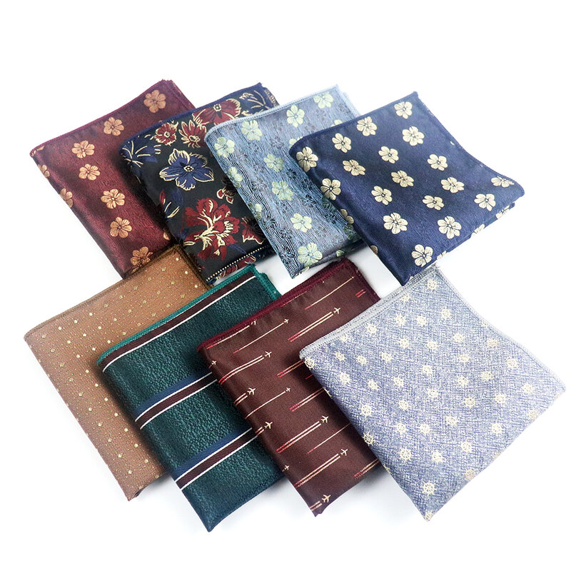 Formal Summer 22CM Business Dot Striped Handkerchief Navy Polyester Pocket Square Men Vintage Hanky Ties Sets Suit Accessories