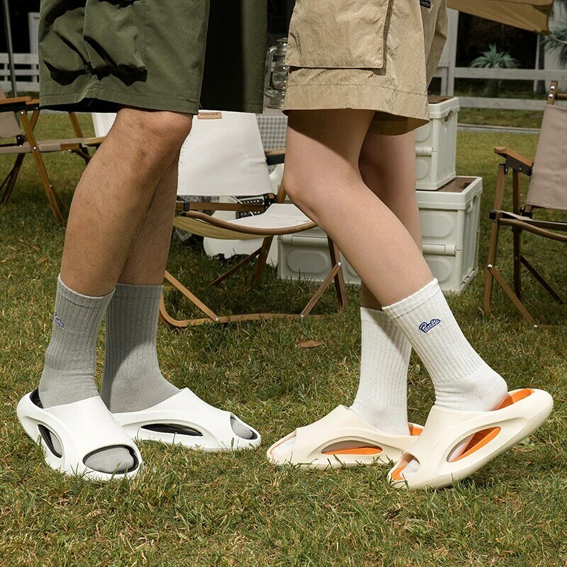 2024รองเท้าแตะผู้ชายรองเท้าสลิปเปอร์สนีกเกอร์รองเท้าผ้าใบส้นหนาสำหรับฤดูร้อนรองเท้าแตะชายหาดลำลอง