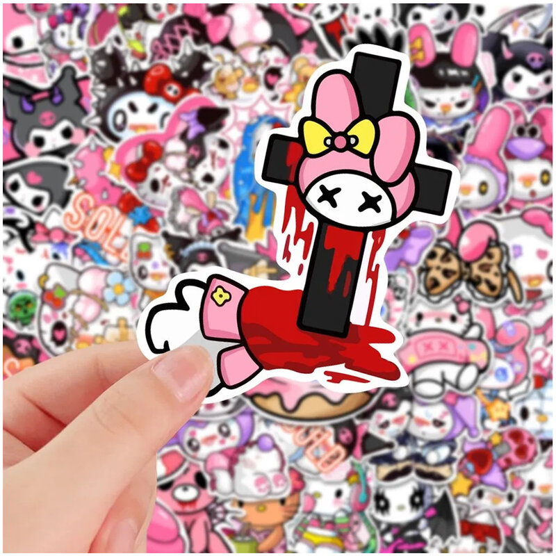 10/30/54pcs Goth Sanrio Stickers Hello Kitty Kuromi My Melody Anime Decal impermeabile fai da te Skateboard Laptop Car Cool Kids Sticker