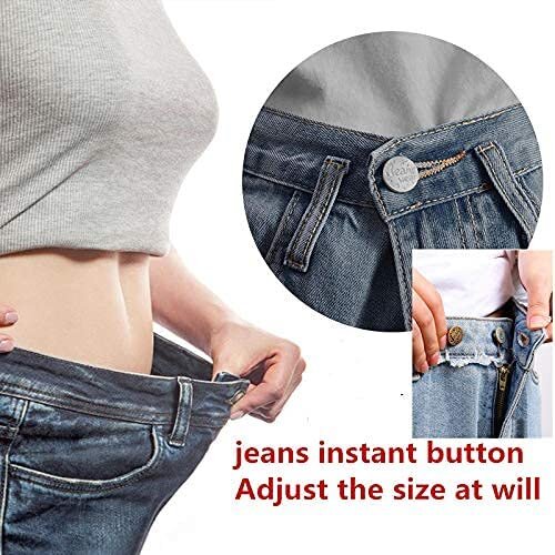 Detachable Retro Metal Buttons Snap Fastener Pants Pin for Jeans Retractable Button Sewing-Free Buckles Perfect Fit Reduce Waist
