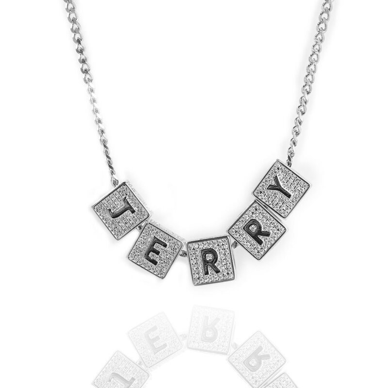 Uwin – collier avec pendentif en forme de Cube pour femmes, bijoux personnalisés avec lettres, ras du cou, bricolage, initiales, mode, bijoux Hip Hop, cadeaux