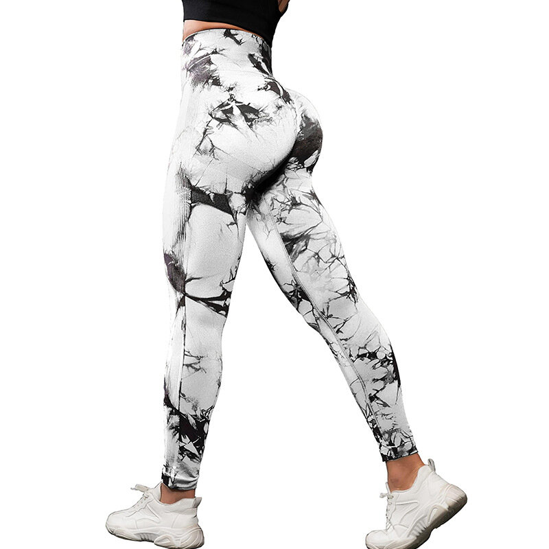 Pantalones de Yoga de cintura alta para mujer, Leggings sin costuras Tie Dye, Leggings elásticos de compresión para levantamiento de cadera