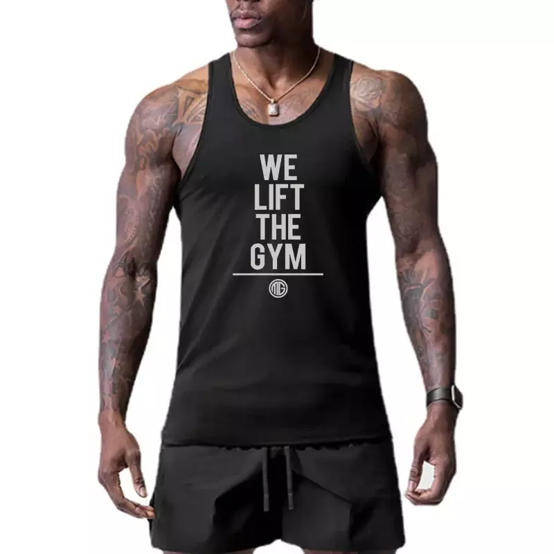 Mens Fashion Summer  Tank Top  Fitness Muscle Sports Gym Vest Korean Slim Breathable Workout Quick Dry Sleeveless Singlets