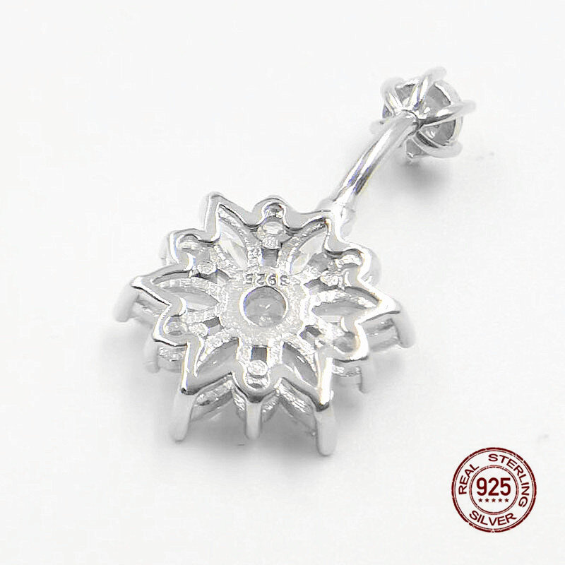 Chrysanthemum Zircon Belly Button Ring for Women 925 Sterling Silver Navel Piercing Sexy Flower Belly Ring Body Piercing Jewelry