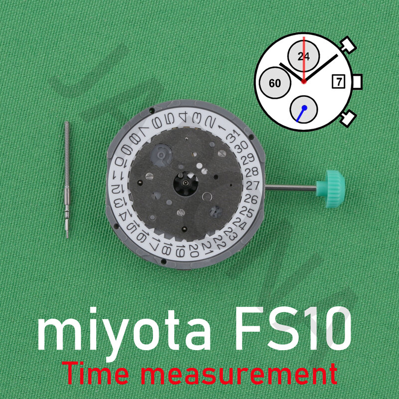 Miyota FS10 Movement Chrono, Min, seg, 24 Hora Data, Este produto é disco