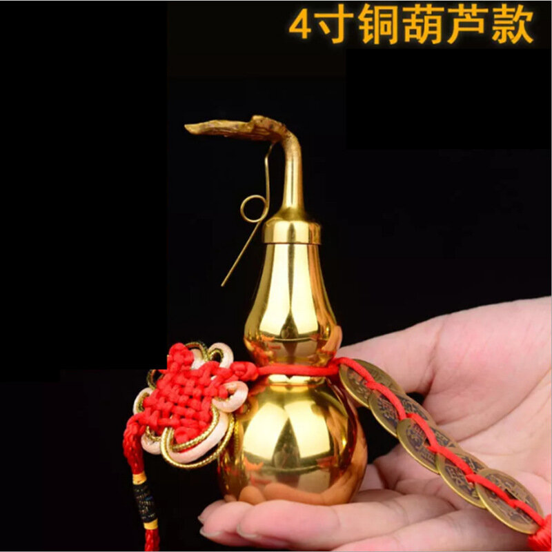 Copper Gourd Pendant Five Emperors Coin Fengshui Household Ornament Home Decor  Desk Decoration China Feng Shui Good Fortune
