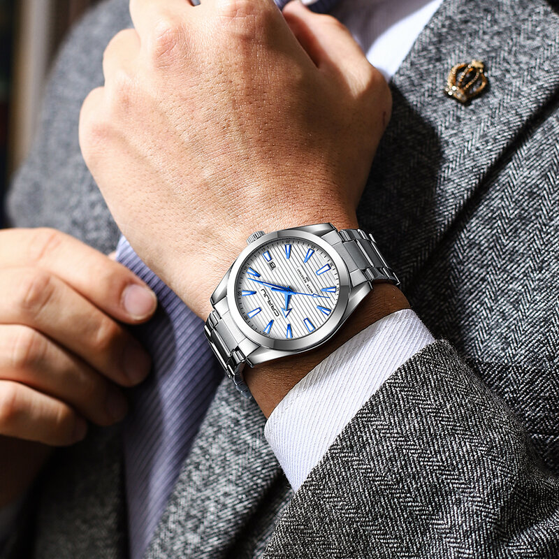 Crrju Brand New Horloge Voor Mannen Luxe Mode Lichtgevende Quartz Klok Analoge Sport Waterdicht Roestvrij Staal Horloge