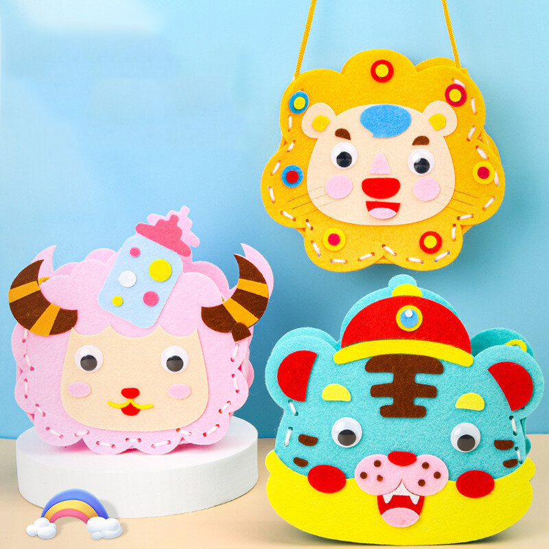 Non-woven Children Handicraft Toys Cartoon Crossbody Bag DIY Gift Making Animal Handbag Art Crafts Montessori Intellectual Toys